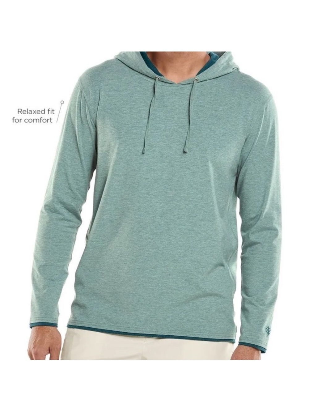 Coolibar XL Oasis SPF 50 Pullover Hoodie Green sun protection